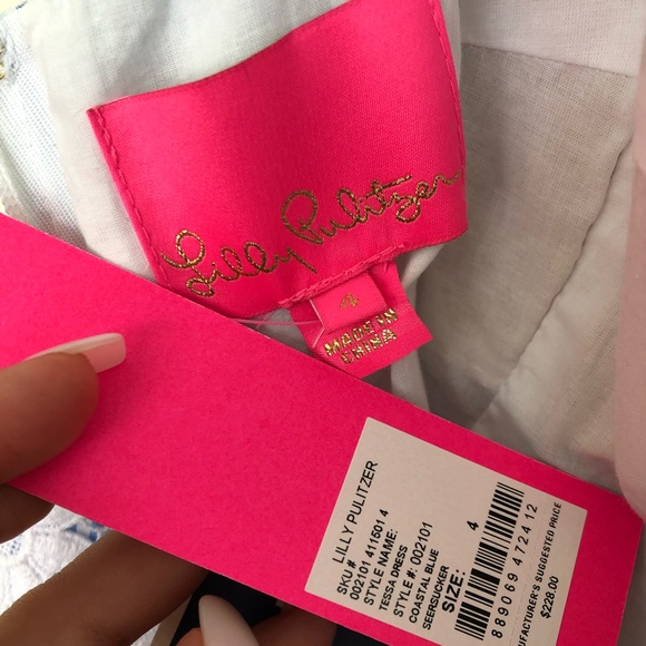 Lilly Pulitzer Tessa Dress Coastal Seersucker Blue - Picture 8 of 9